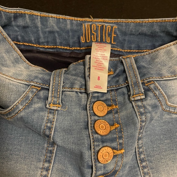 Justice - Denim Distressed Mini Skirt - Size 8 - With Pockets - NWT - Picture 15 of 16